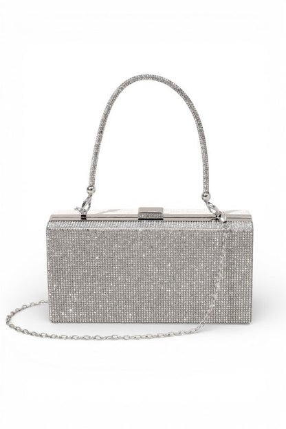 Convertible Top Handle Rhinestone Box Clutch Bag