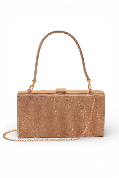 Convertible Top Handle Rhinestone Box Clutch Bag