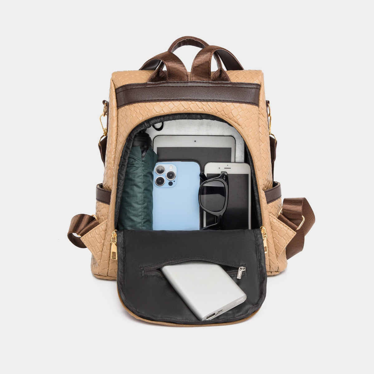 Adjustable Straps PU Leather Backpack Bag