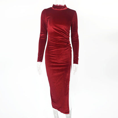 Elegant pleated slit dress