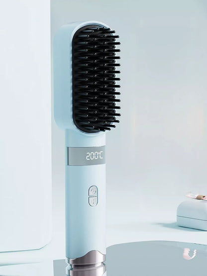 2-in-1 Portable Wireless Ionic Brush Straightener Comb