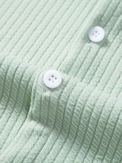 Men's Ribbed Short Sleeve Shirt and Shorts Set