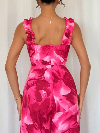 Floral Print Wide Leg Jumpsuit
