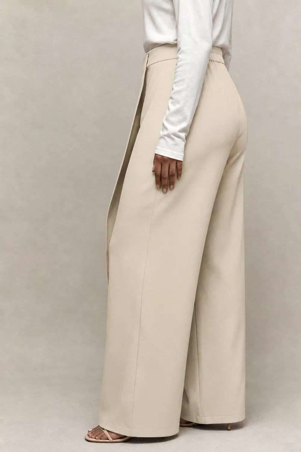 Asymmetrical Wrap Wide-Leg Pants