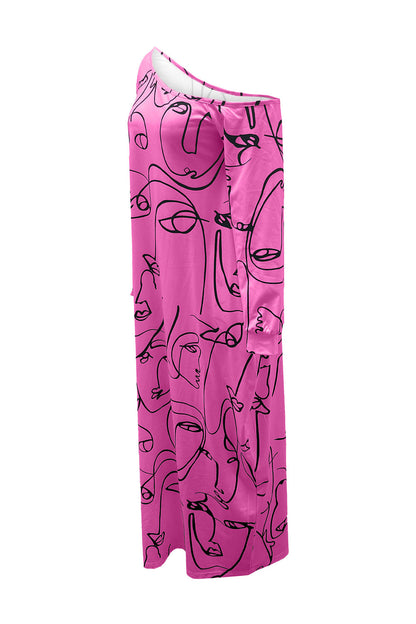 Printed Lantern Sleeve Maxi Dress