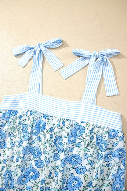 Floral Print Tie-Strap Top and Shorts Set