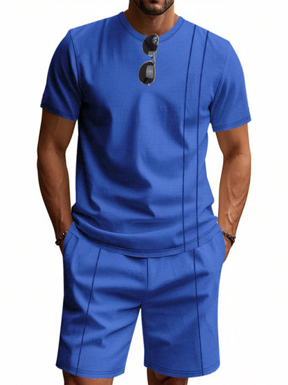 Men's Round Neck Short Sleeve Top and Shorts Set