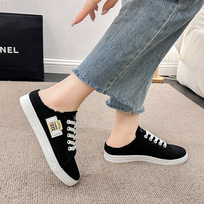 Frayed Hem Lace Up Canvas