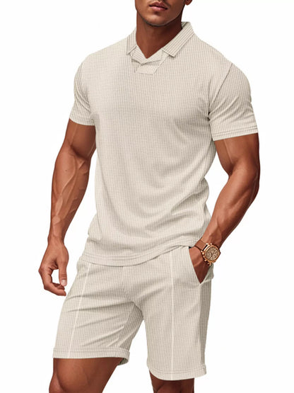 Men's Casual Short Sleeve Polo and Shorts Set