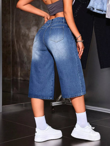 Wide Leg Denim Capris