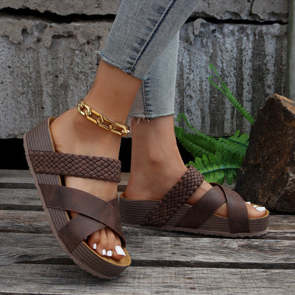 Braided Strap Platform Sandals