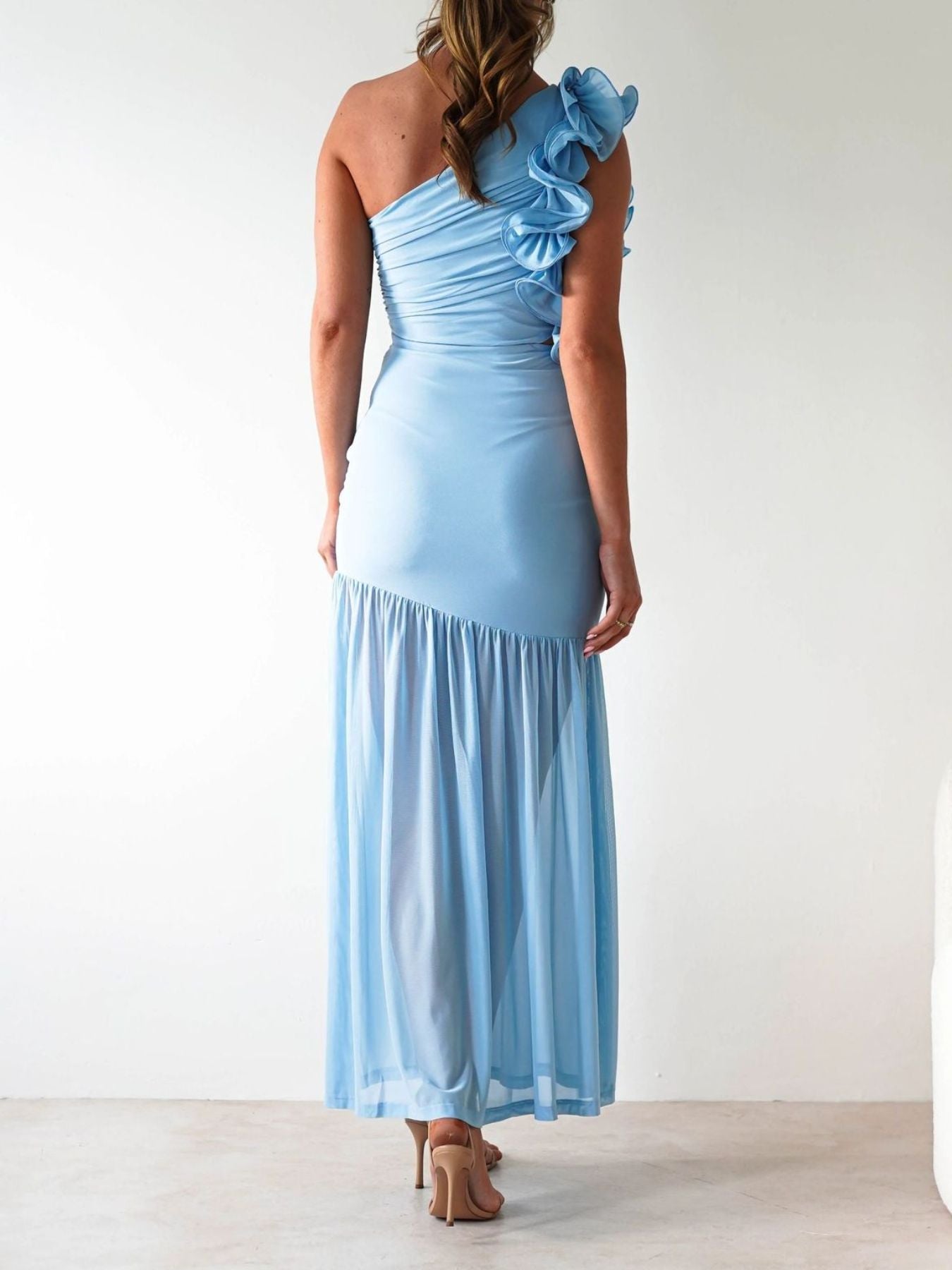 One-Shoulder Ruffle Trim Dress