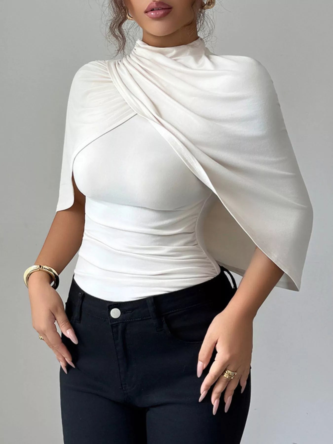 Half Sleeve Shawl Top