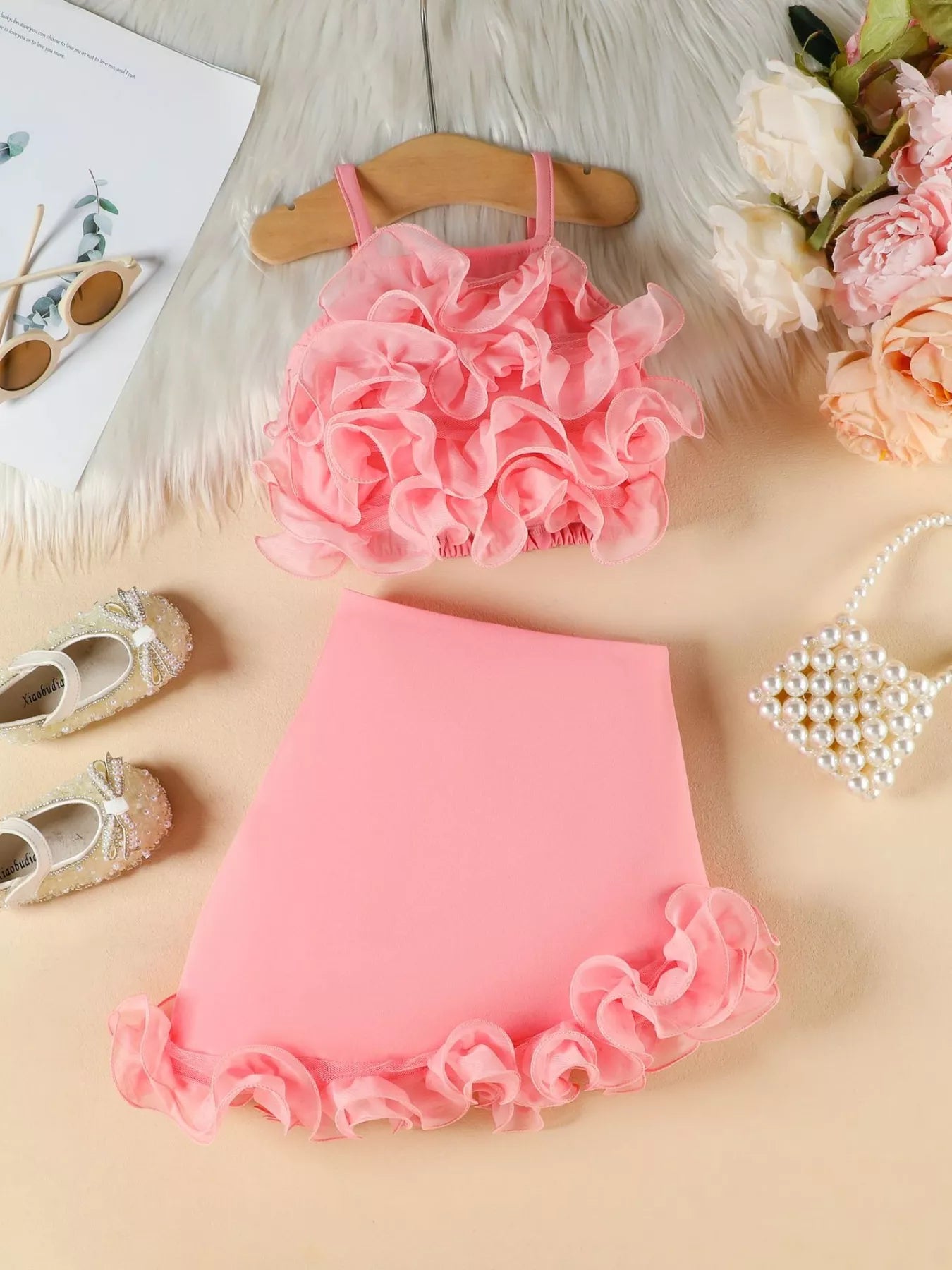 Children's Ruffled Trim Cami Top & Skirt Set