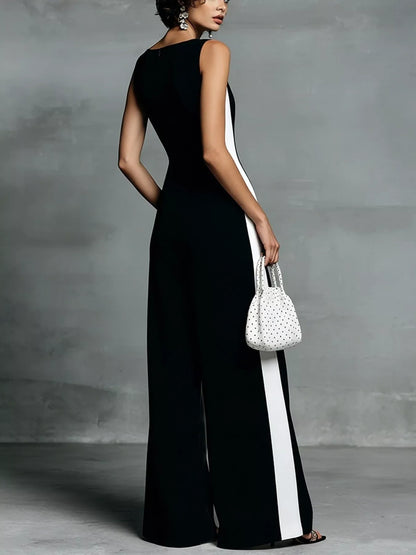 Deep V-Neck Wide-Leg Jumpsuit
