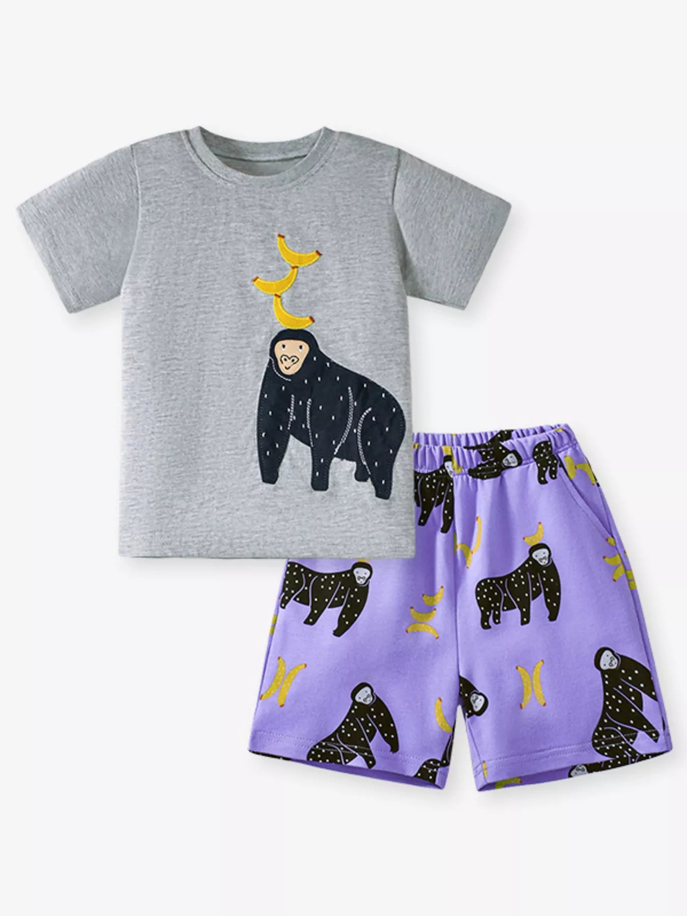 Children's Orangutan Round Neck Tee and Shorts Set