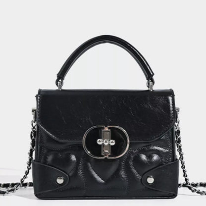 Heart-Embossed Flap Crossbody Bag