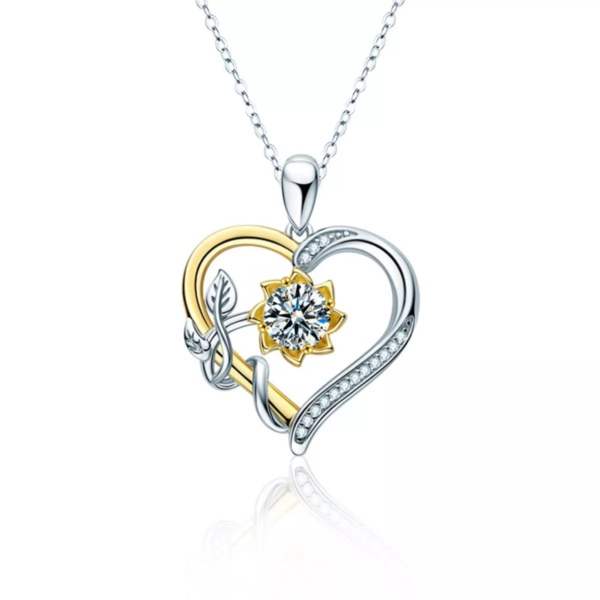Two Tone Heart-Shaped Pendant Necklace