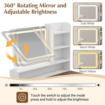 Makeup Vanity with LED Lighted Mirror