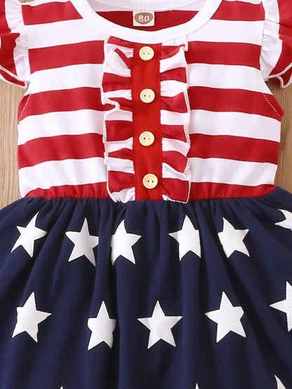 Striped & Stars Kids Cap Sleeve Dress