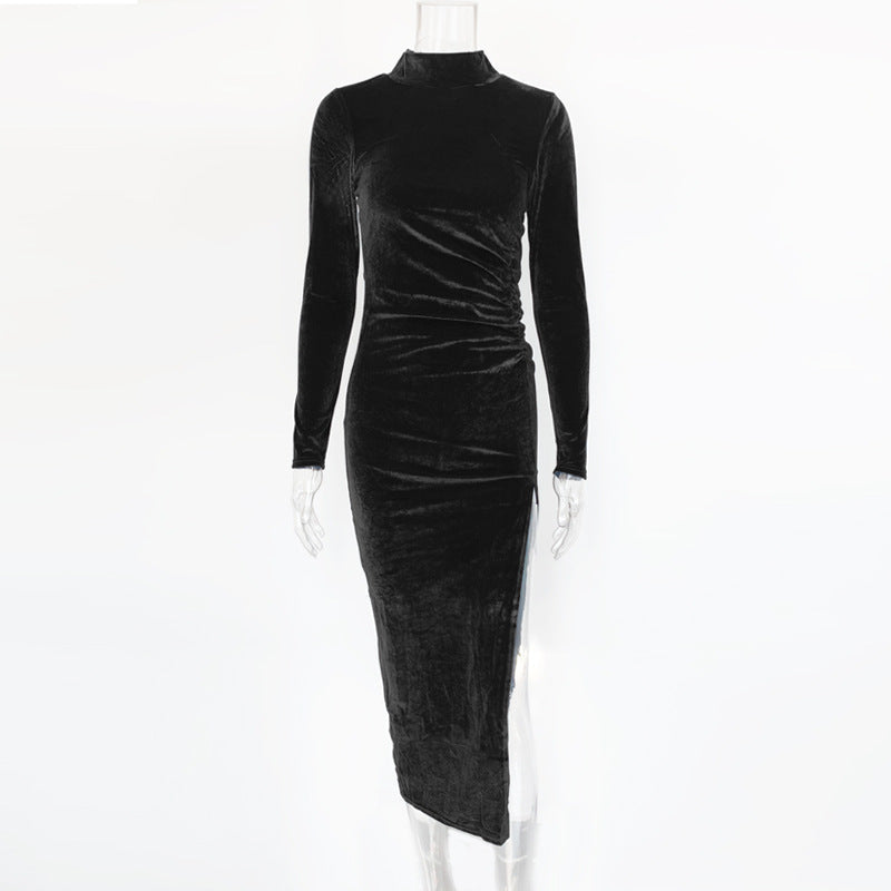 Elegant pleated slit dress
