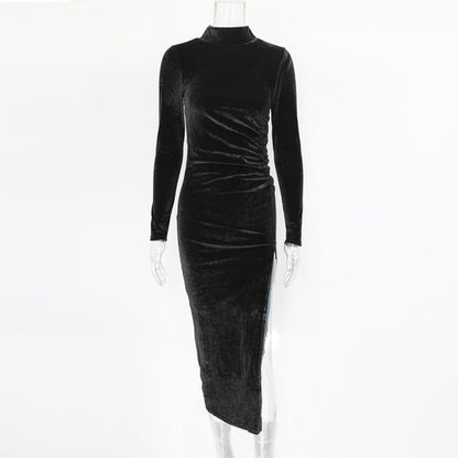 Elegant pleated slit dress