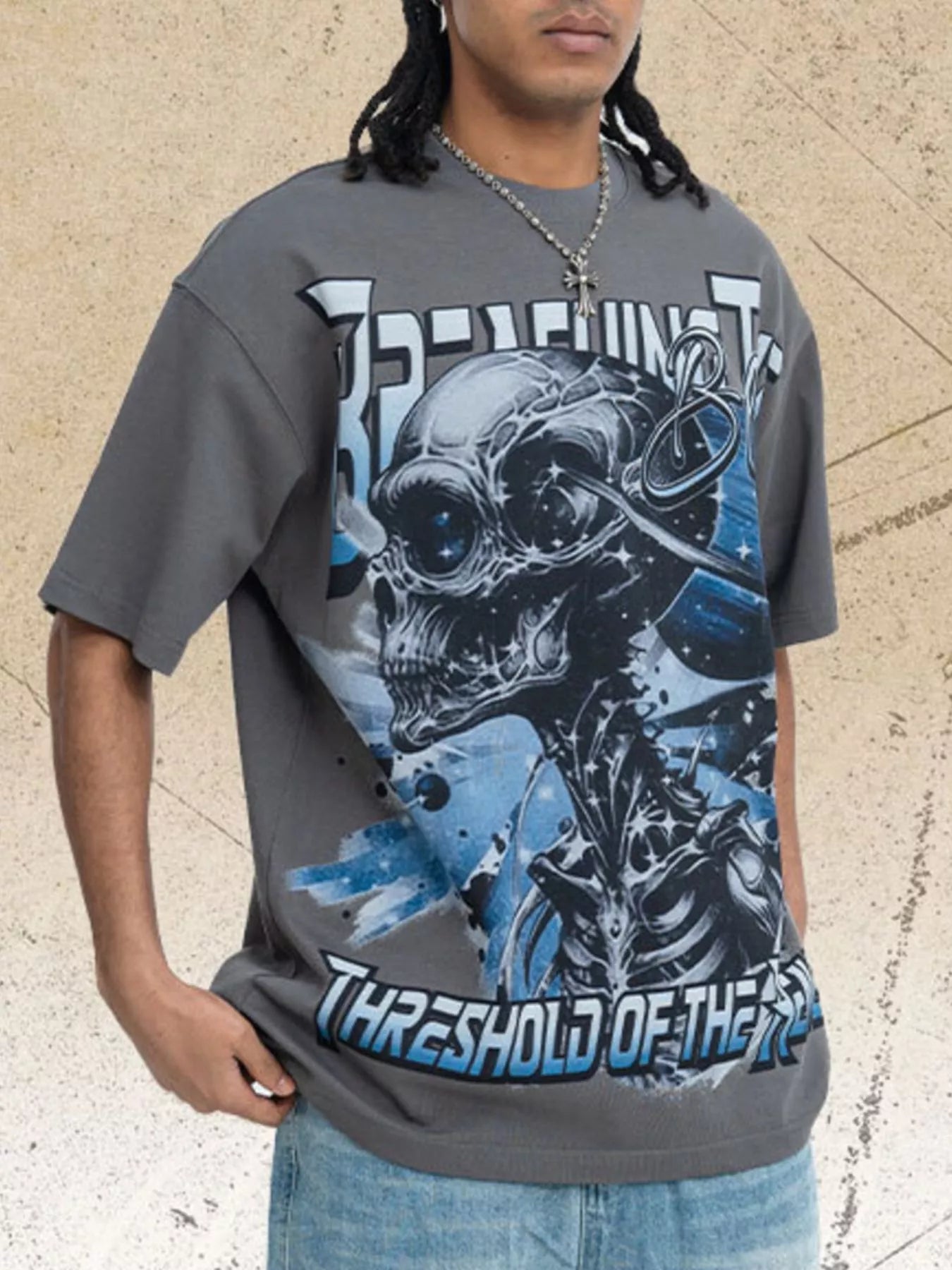Men's Skull Graphic Round Neck T-Shirt