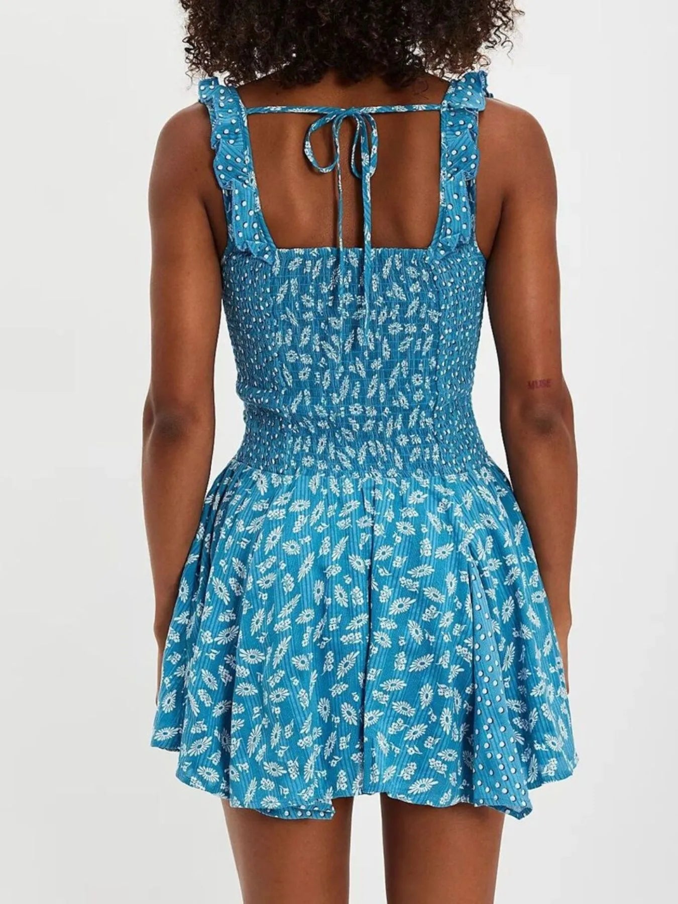 Floral Scoop Neck Mini Dress