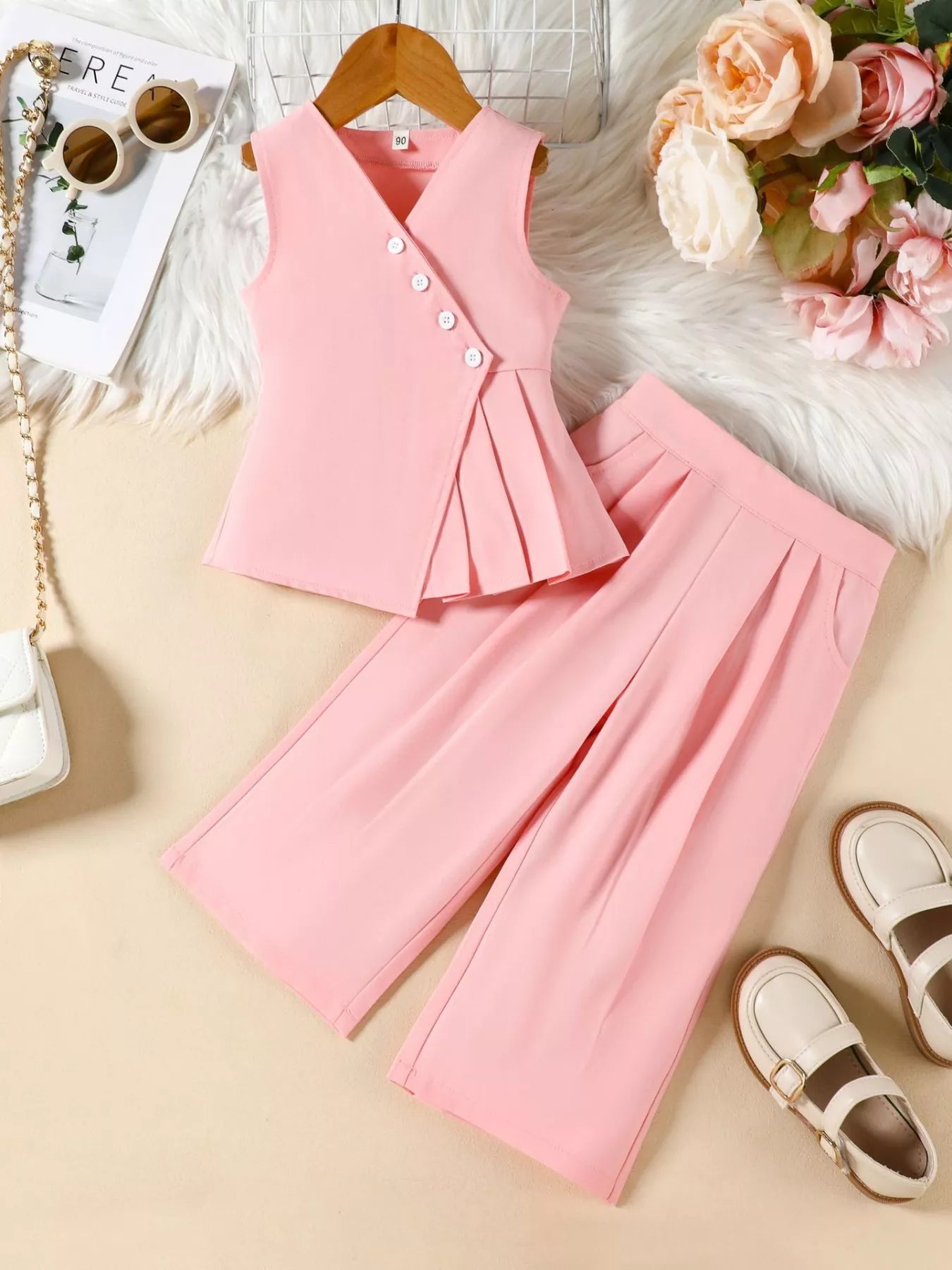 Children's Sleeveless Top and Wide Leg Pants Set