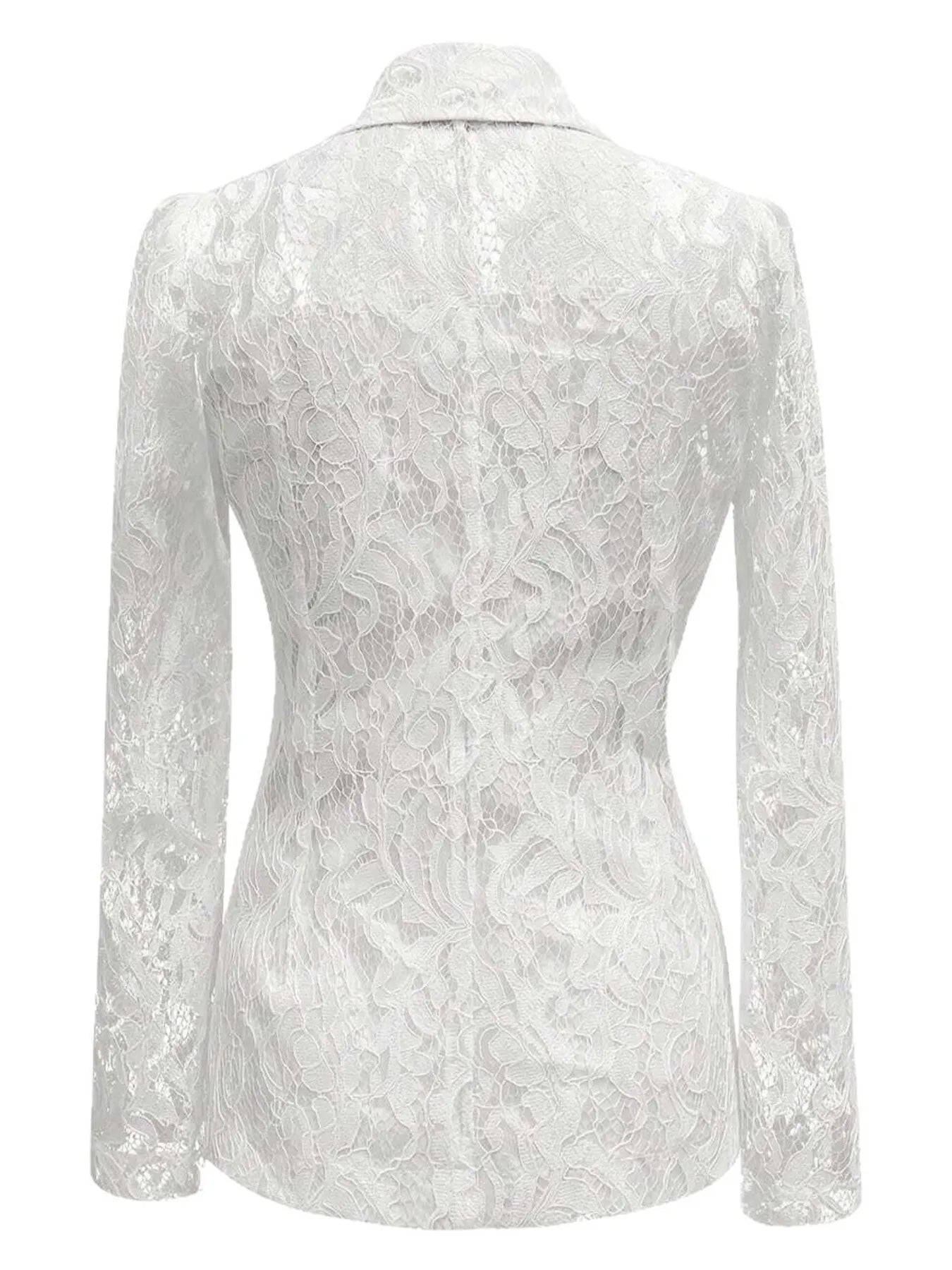 Floral Lace Single-Breasted Blazer 
