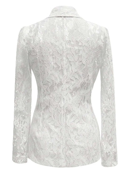 Floral Lace Single-Breasted Blazer 