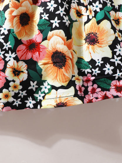 Children's Ruffled Floral Dress with Headband