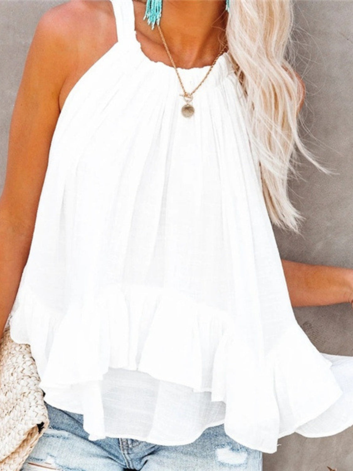 Ruched Round Neck Tank