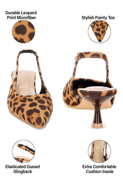 Inana Leopard Slingback Kitten Heels