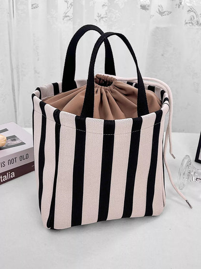 Striped Drawstring Handbag