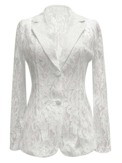Floral Lace Single-Breasted Blazer 