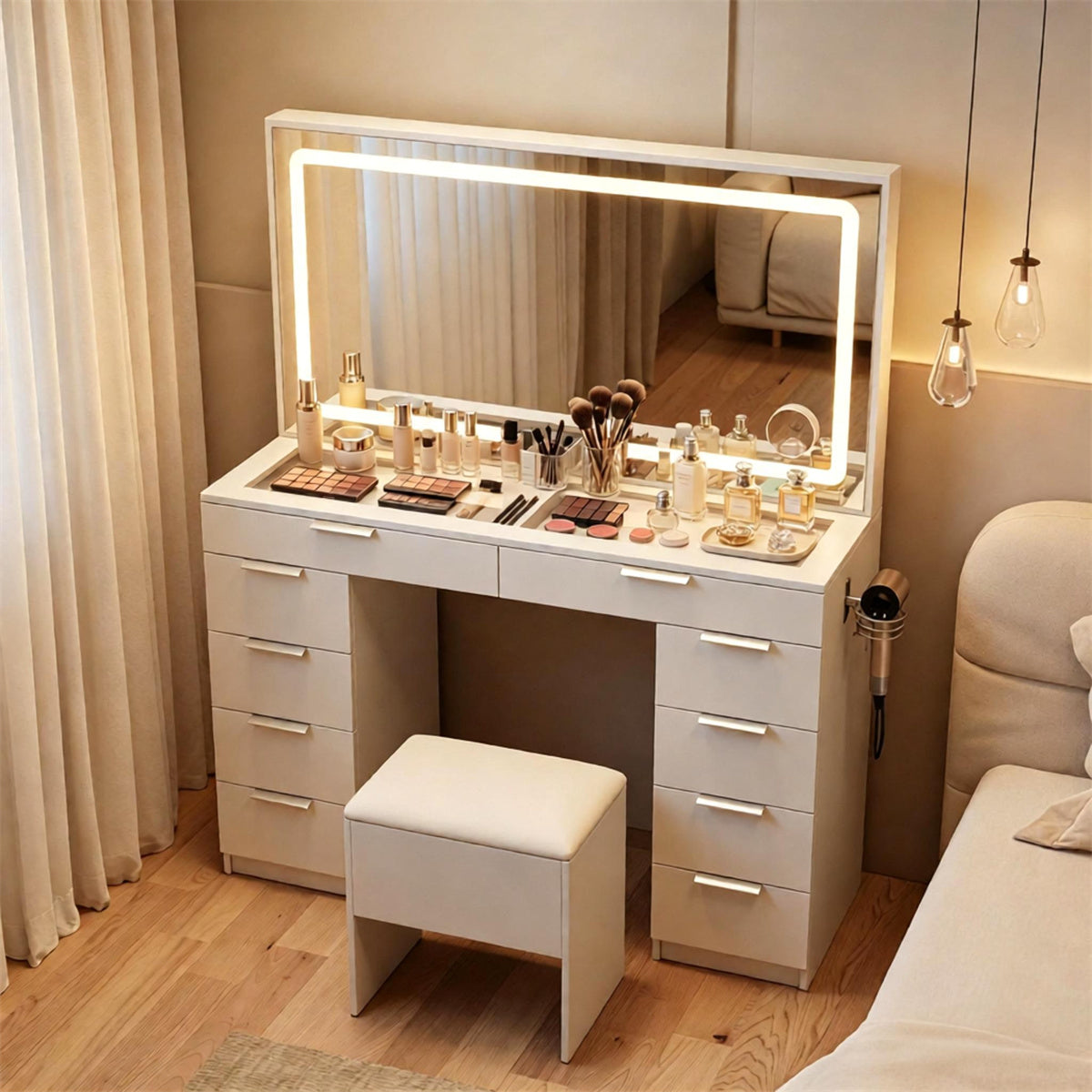 White Makeup Vanity Table