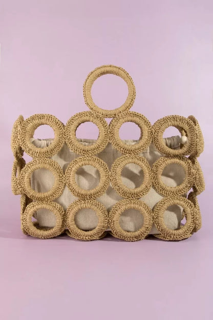 Fame Straw Round Pattern Hand Bag