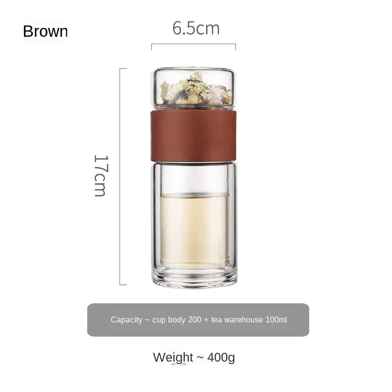 Portable Double Wall Glass Tea infuser Tumbler - MONLANE