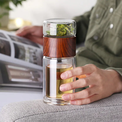 Portable Double Wall Glass Tea infuser Tumbler - MONLANE