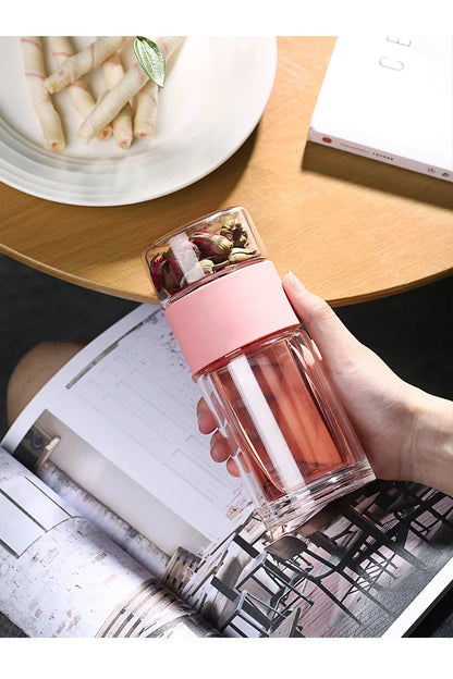 Portable Double Wall Glass Tea infuser Tumbler - MONLANE