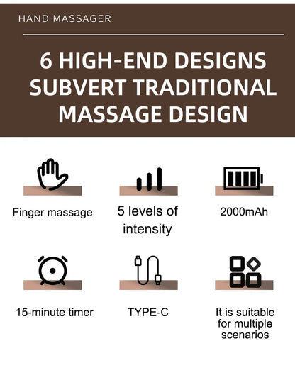 6 in 1 Smart Airbag Full Hand Massager Wrist Palm Finger Muscle Relaxation Kneading Vibration Massage Machine