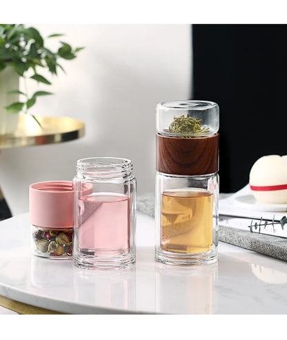 Portable Double Wall Glass Tea infuser Tumbler - MONLANE
