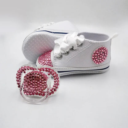 Diamond Baby Shoes Pacifier Set