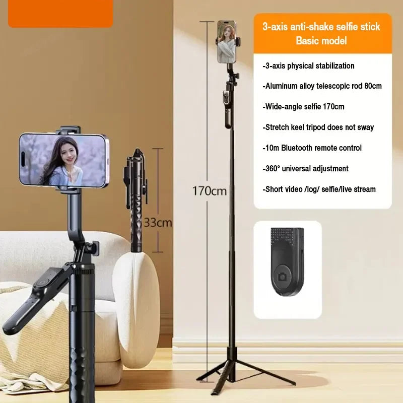 3-axis Anti-shake Head Selfie Stick Mobile Phone Holder