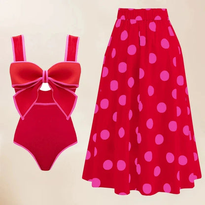 Red Retro One Piece Swimsuit