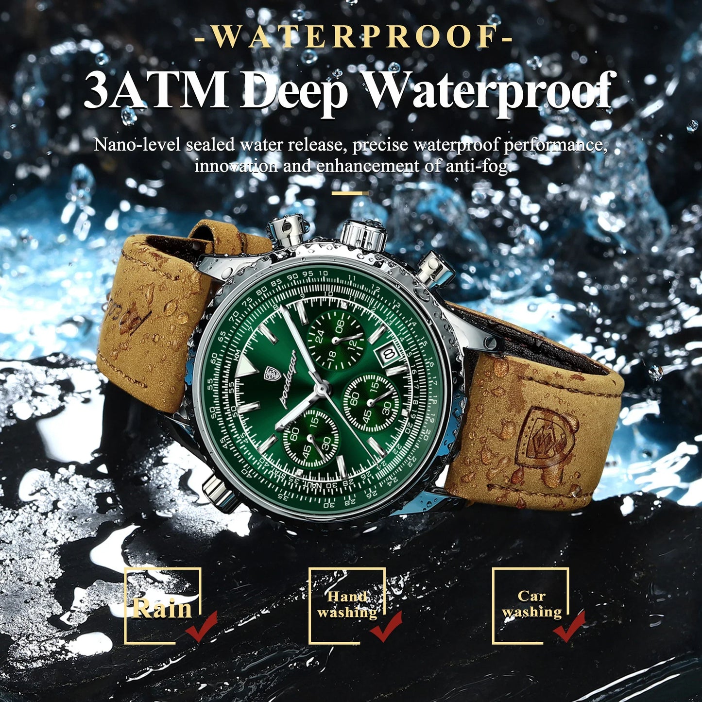 Quartz Waterproof Leather Wristwatch
