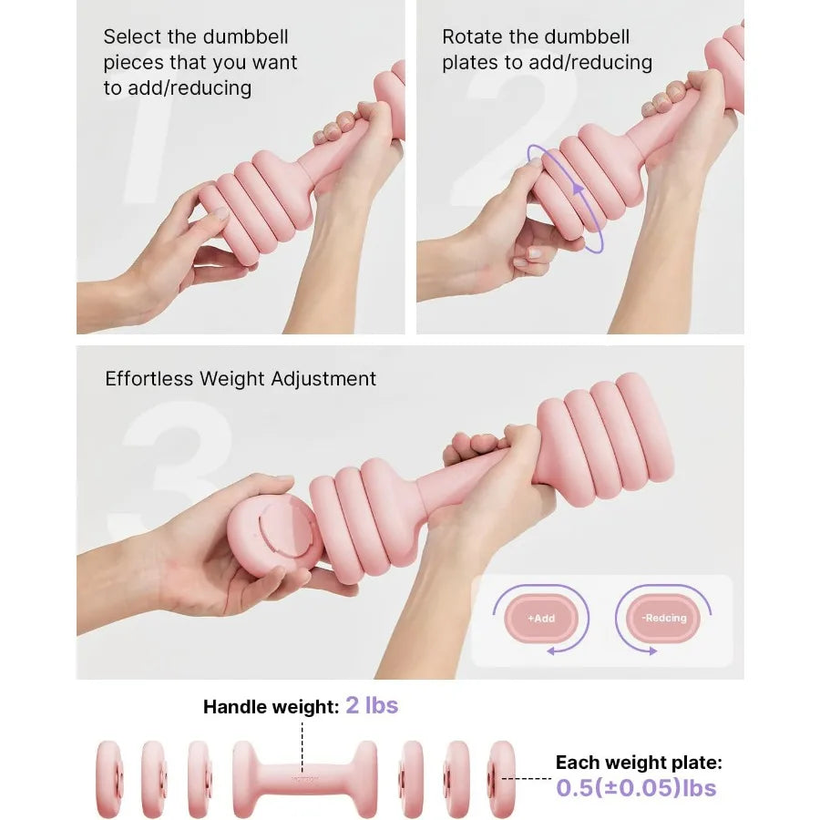 Compact Free Weights Dumbbells Set with Soft Grip and Base,