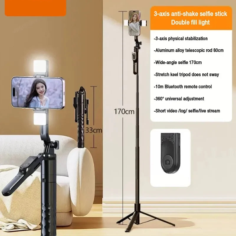 3-axis Anti-shake Head Selfie Stick Mobile Phone Holder
