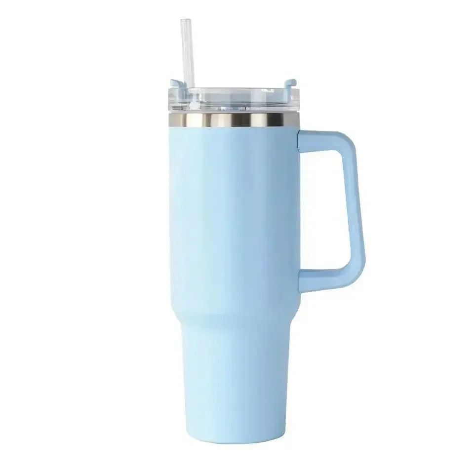 Insulated Tumbler with Handle and Straw